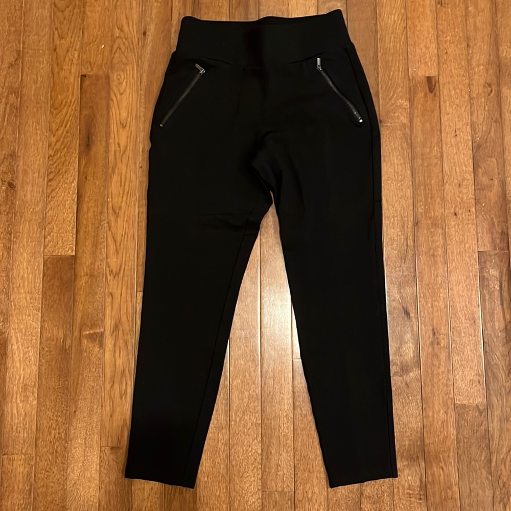 ANN TAYLOR DRESSY BLACK LEGGING WITH ZIPPER DETAIL SIZE MEDIUM